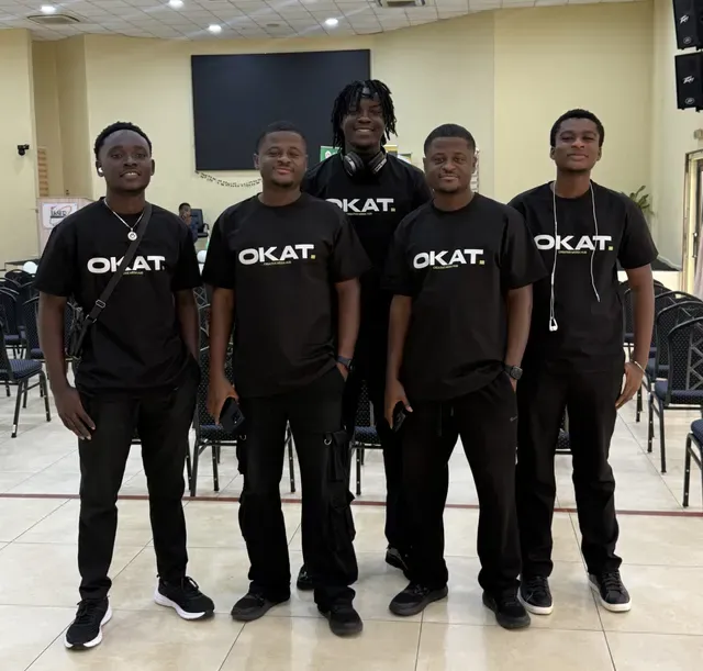 The OKAT Media crew on location in branded kit