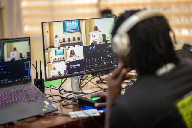 Multiview monitor and switching desk during a live event