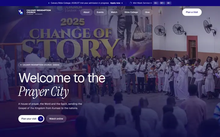 calvaryredemptionchurch.org website, home page