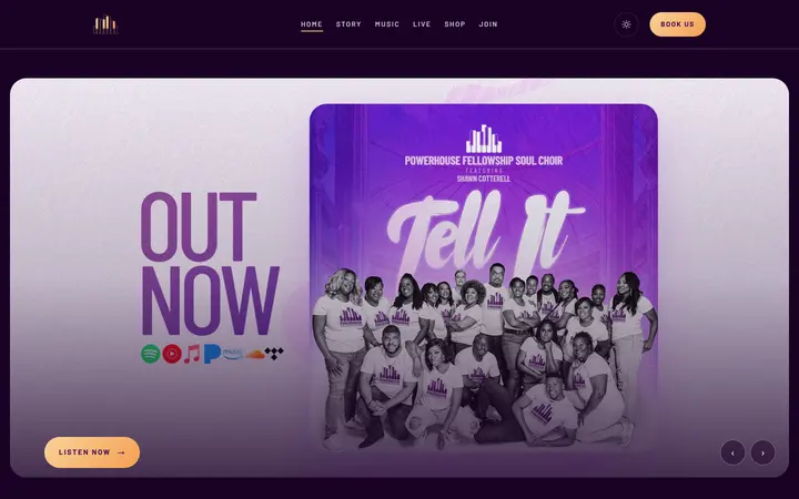 Powerhouse Fellowship Soul Choir website, home page