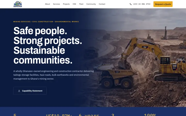 Senathor Engineering website, home page